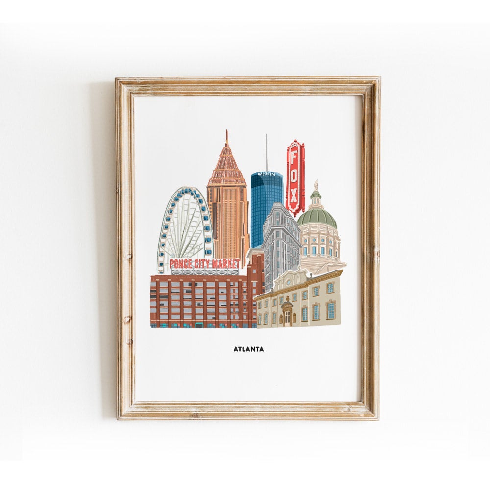 Atlanta Georgia Illustrated Art Print | VimAnnVigor Design